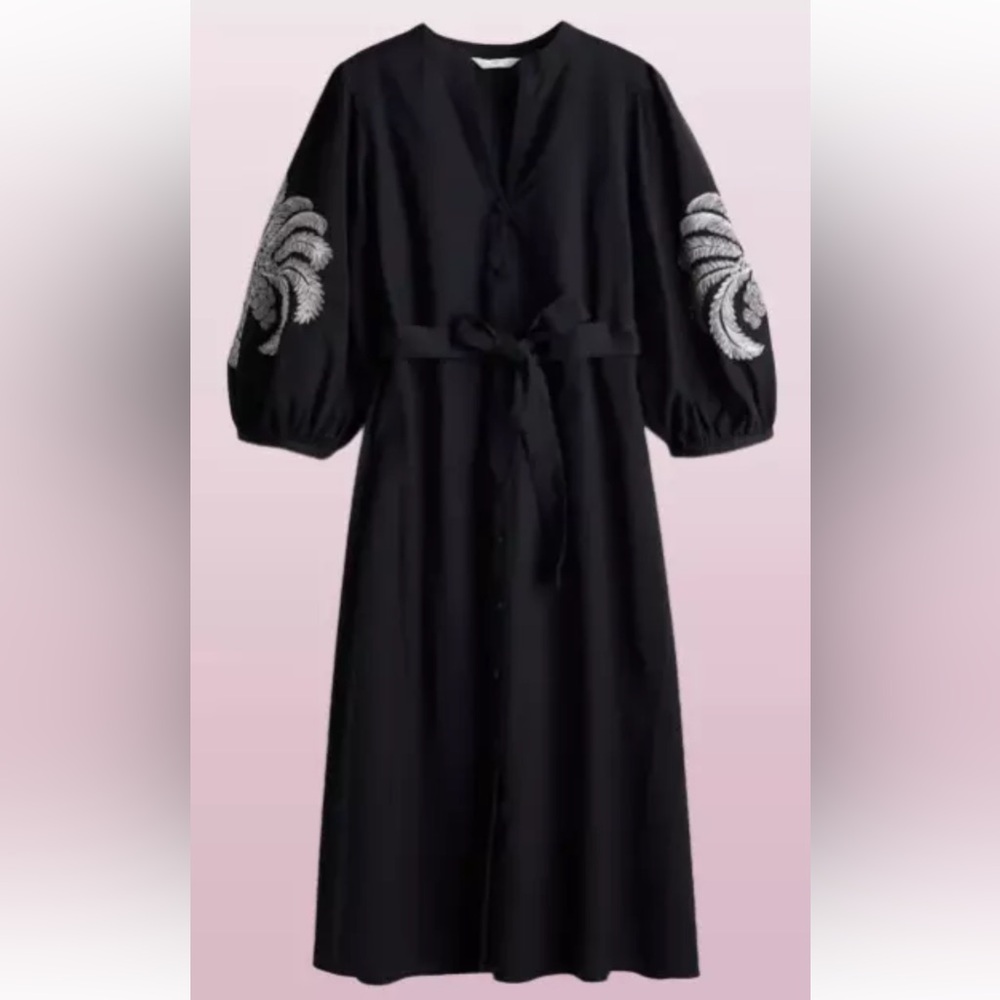 NWT H&M Limited Edition Embroidered Midi Dress Size L